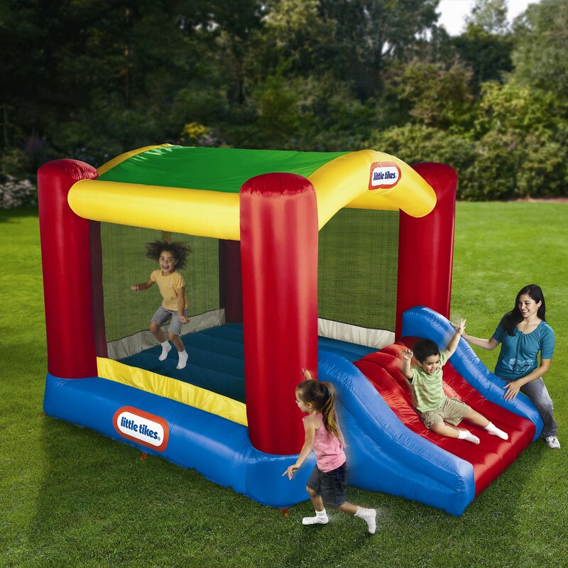 little tikes bounce house with slide and basketball hoop